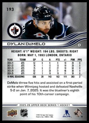 2025-26 Upper Deck #193 Dylan DeMelo