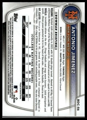 2025 Bowman Draft #BDC-56 Antonio Jimenez Chrome
