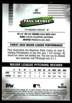 2026 Finest #10 Paul Skenes