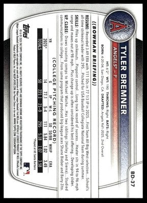 2025 Bowman Draft #BD-37 Tyler Bremner