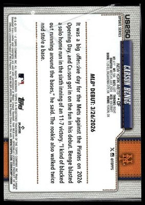 2026 Topps Update #US250 Carson Benge