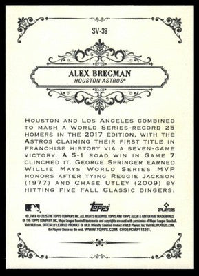 2025 Topps Allen & Ginter #SV-39 Alex Bregman Sweet Victory