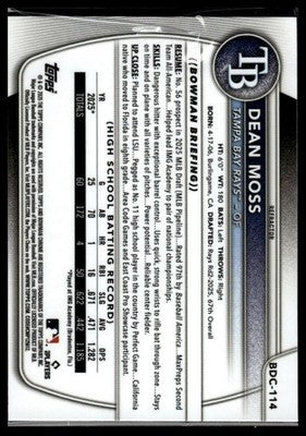 2025 Bowman Draft #BD-114 Dean Moss