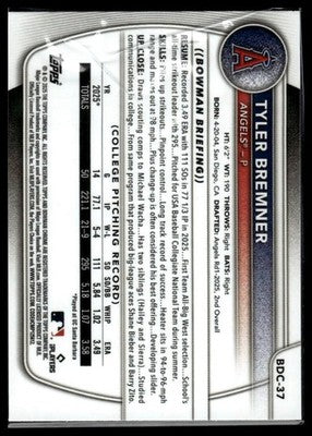 2025 Bowman Draft #BDC-37 Tyler Bremner Chrome