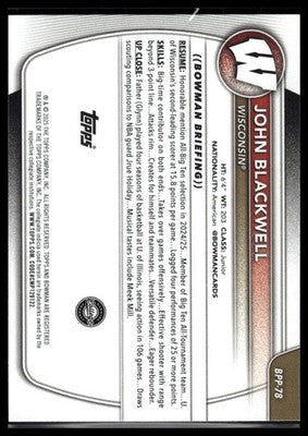 2025-26 Bowman #BPP-78 John Blackwell Prospects
