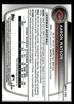 2025 Bowman Draft #BD-193 Aaron Watson
