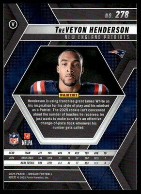 2025 Panini Mosaic #278 TreVeyon Henderson