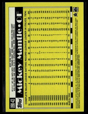 2025 Topps Update #U90-43 Mickey Mantle 1990 Topps Baseball 35th Pink Foil