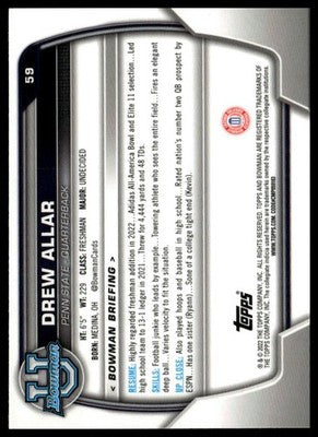 2022 Bowman U Chrome 1st Bowman DREW ALLAR
