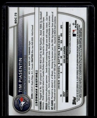 2025 Bowman Draft #BDC-73 Tim Piasentin Chrome