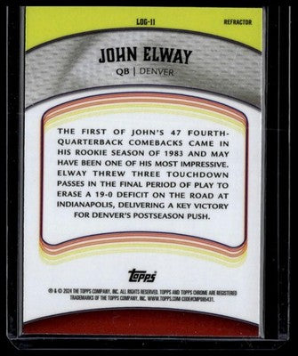 2024 Topps Chrome #LOG-11 John Elway Legends of the Gridiron
