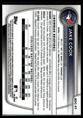 2025 Bowman Draft #BDC-97 Jake Cook Chrome