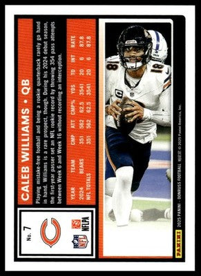 2025 Donruss #7 Caleb Williams Press Proofs Purple