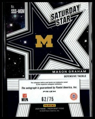 2025 Panini Prizm Draft #SSS-MGM Mason Graham Saturday Stars Auto Blue #/75