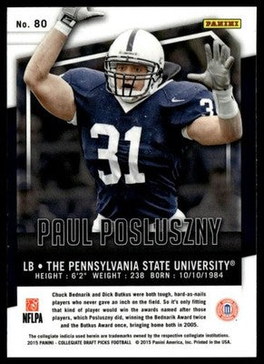 2015 Panini Prizm Collegiate Draft Picks #80 Paul Posluszny