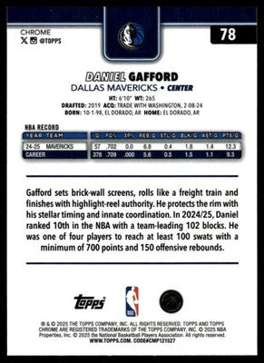 2025-26 Topps Chrome #78 Daniel Gafford