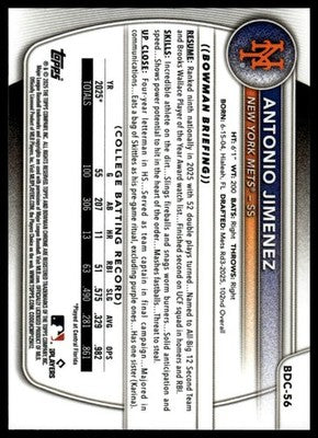 2025 Bowman Draft #BDC-56 Antonio Jimenez Chrome