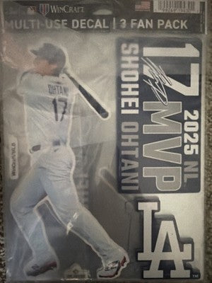 2025 MLB NL MVP Shohei Ohtani 3 Decal Fan Pack Los Angeles Dodgers World Series