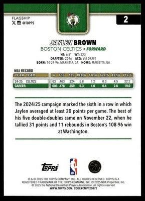 2025-26 Topps #2 Jaylen Brown