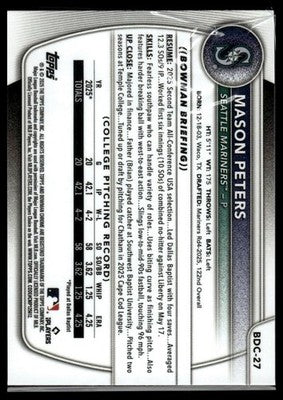 2025 Bowman Draft #BDC-27 Mason Peters Chrome