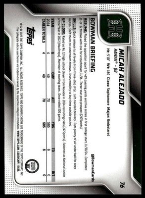 2025 Bowman University Chrome #76 Micah Alejado
