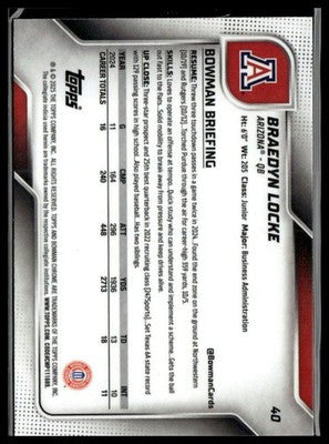 2025 Bowman University Chrome #40 Braedyn Locke