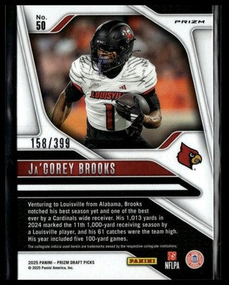 2025 Panini Prizm Draft Picks #50 Ja'Corey Brooks Prizms Red #/399
