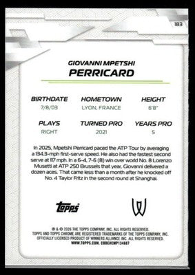 2026 Topps Chrome #183 Giovanni Mpetshi Perricard