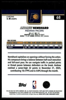 2025-26 Topps Chrome Update #68 Andrew Nembhard