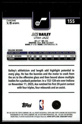 2025-26 Topps Chrome Update #155 Ace Bailey