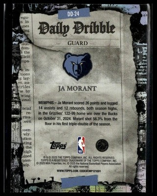 2025-26 Topps #DD-24 Ja Morant The Daily Dribble