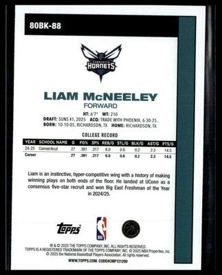 2025-26 Topps #80BK-88 Liam McNeeley 1980-81 Topps Basketball
