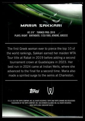 2025 Topps Chrome Sapphire Edition #285 Maria Sakkari
