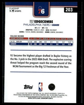 2025-26 Topps #203 VJ Edgecombe