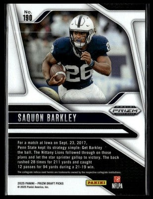 2025 Panini Prizm Draft Picks #190 Saquon Barkley Prizms Silver