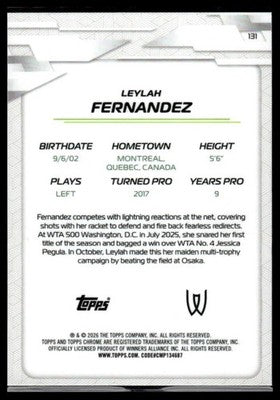 2026 Topps Chrome #131 Leylah Fernandez