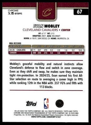 2025-26 Topps Chrome #67 Evan Mobley