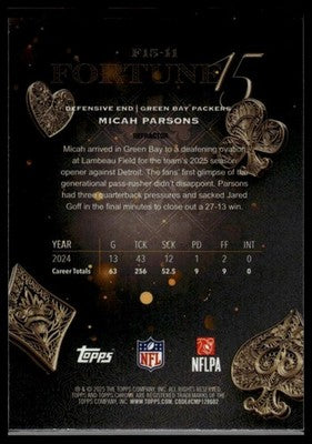 2025 Topps Chrome #F15-11 Micah Parsons Fortune 15 Refractor