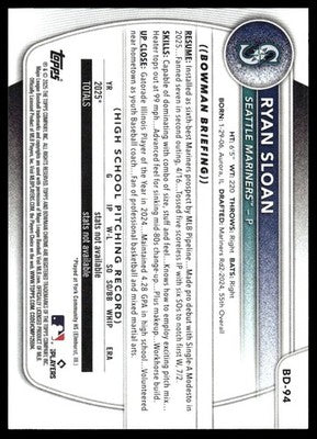 2025 Bowman Draft #BD-94 Ryan Sloan