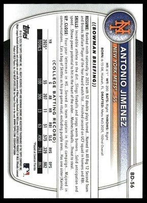 2025 Bowman Draft #BD-56 Antonio Jimenez