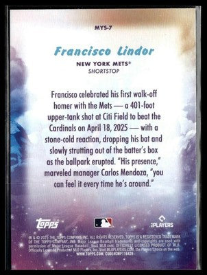2025 Topps Update #MYS-7 Francisco Lindor Mystical
