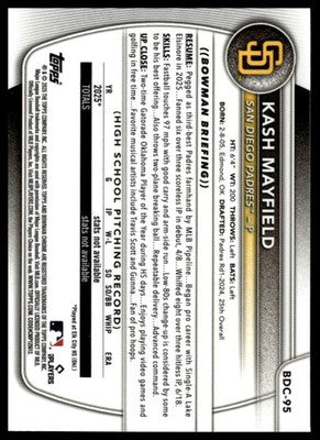 2025 Bowman Draft #BDC-95 Kash Mayfield Chrome