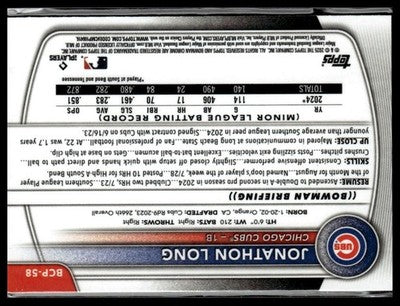 2025 Bowman #BCP-58 Jonathon Long Chrome Prospects