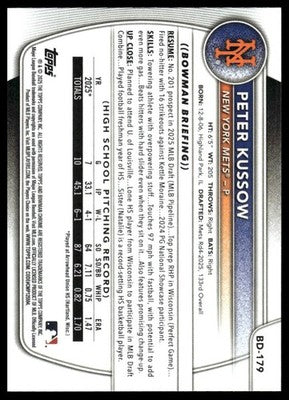 2025 Bowman Draft #BD-179 Peter Kussow
