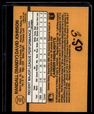 1989 Donruss #42d Randy Johnson
