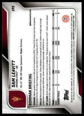 2025 Bowman University Chrome #195 Sam Leavitt
