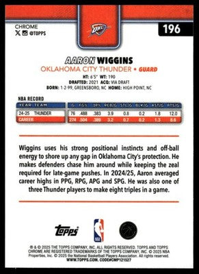 2025-26 Topps Chrome #196 Aaron Wiggins
