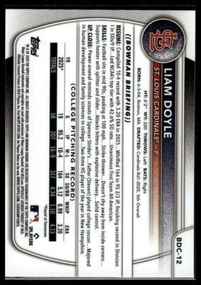 2025 Bowman Draft #BDC-12 Liam Doyle Chrome