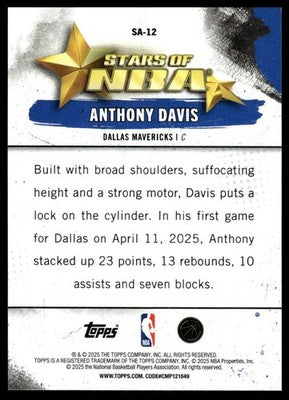 2025-26 Topps #SA-12 Anthony Davis Stars of the NBA