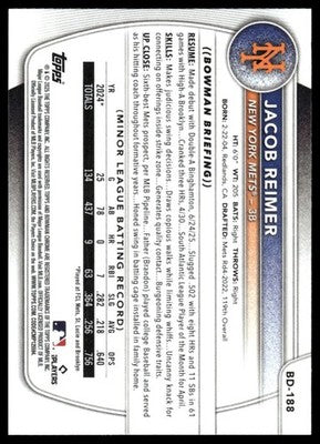 2025 Bowman Draft #BD-188 Jacob Reimer